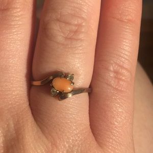 Vintage rose gold and coral ring